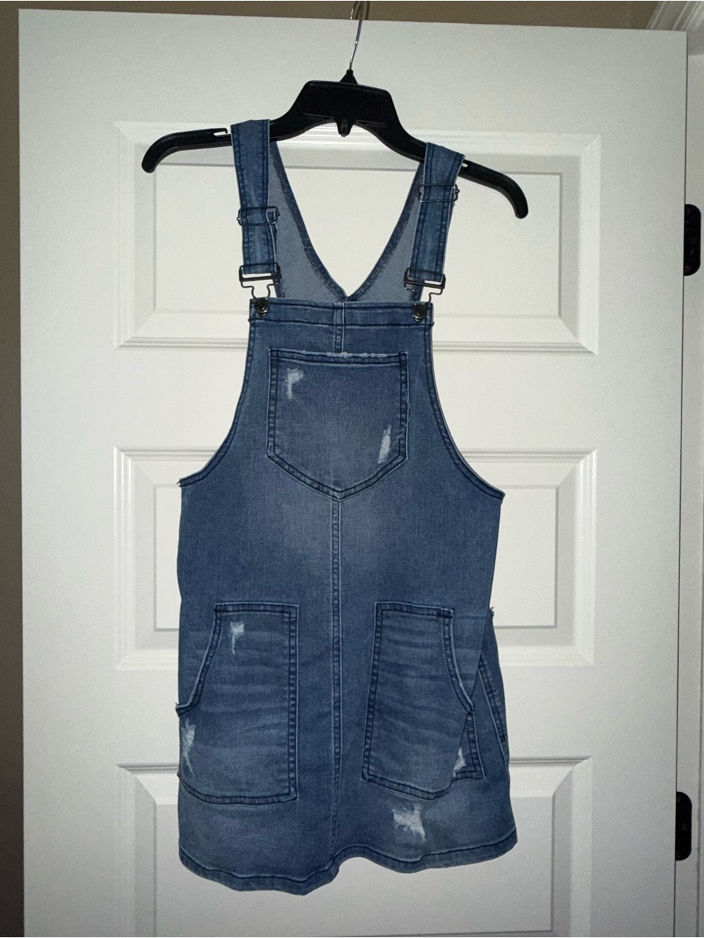 SO Denim Blue Distressed Overall Dress